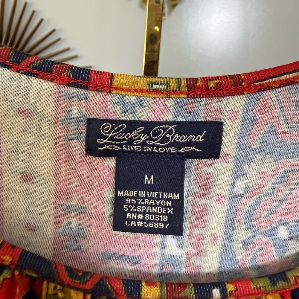 Lucky Brand Red and Yellow Printed Dress - Picture 3 of 6